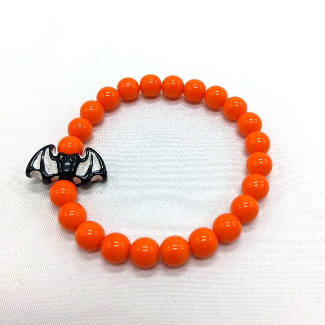 Orange Bead Bat Bracelet