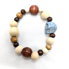 Load image into Gallery viewer, Wood Bead Skull Bracelet
