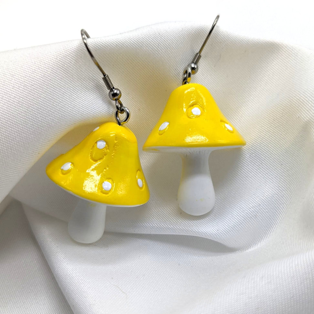 Yellow Mushroom Earrings