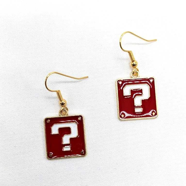 Red Question Box Earrings