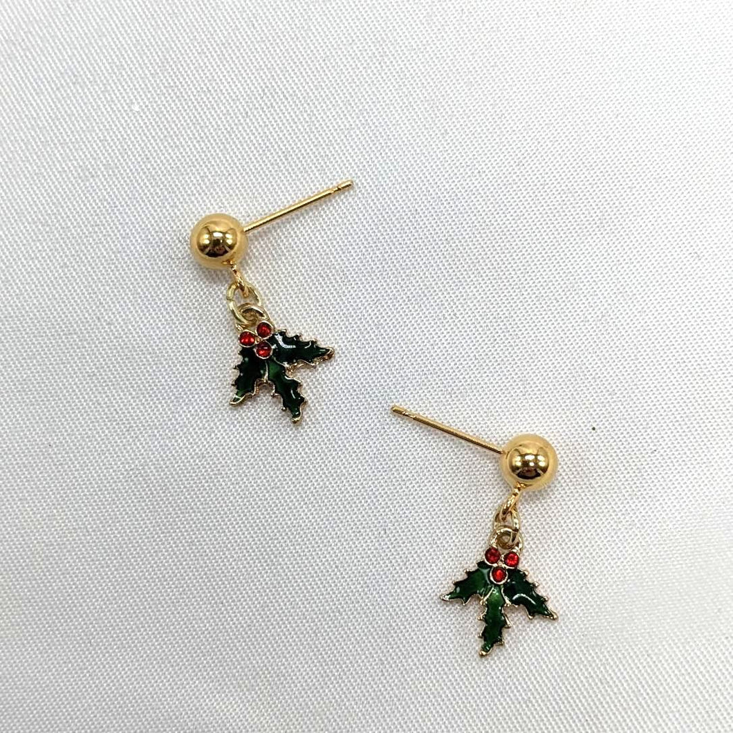 Christmas Holly Stud Earrings