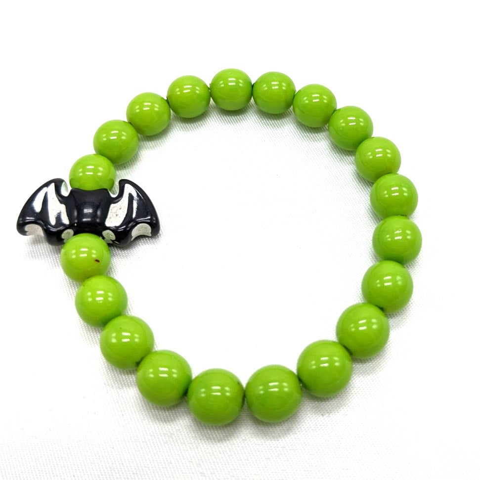 Green Bead Bat Bracelet