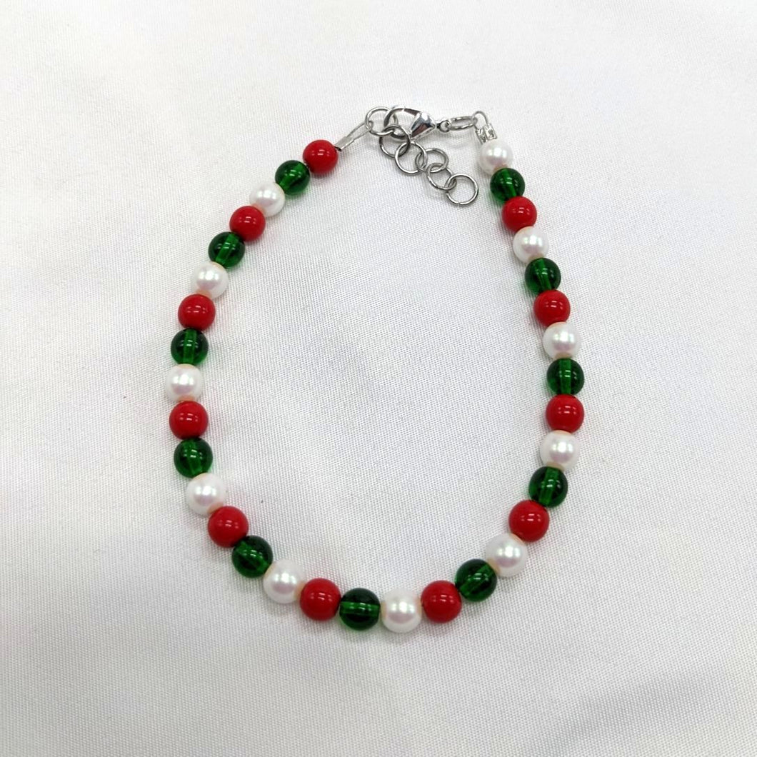 Christmas Glass Bead Bracelet