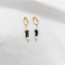 Load image into Gallery viewer, Tigereye and Pearl Earrings (Clip and Pierced)
