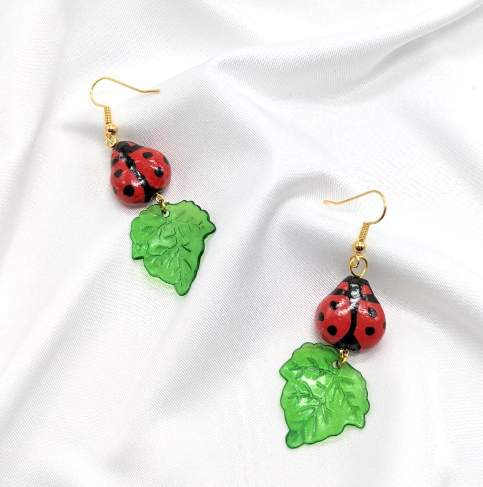 Ladybugs and Leaves Earrings