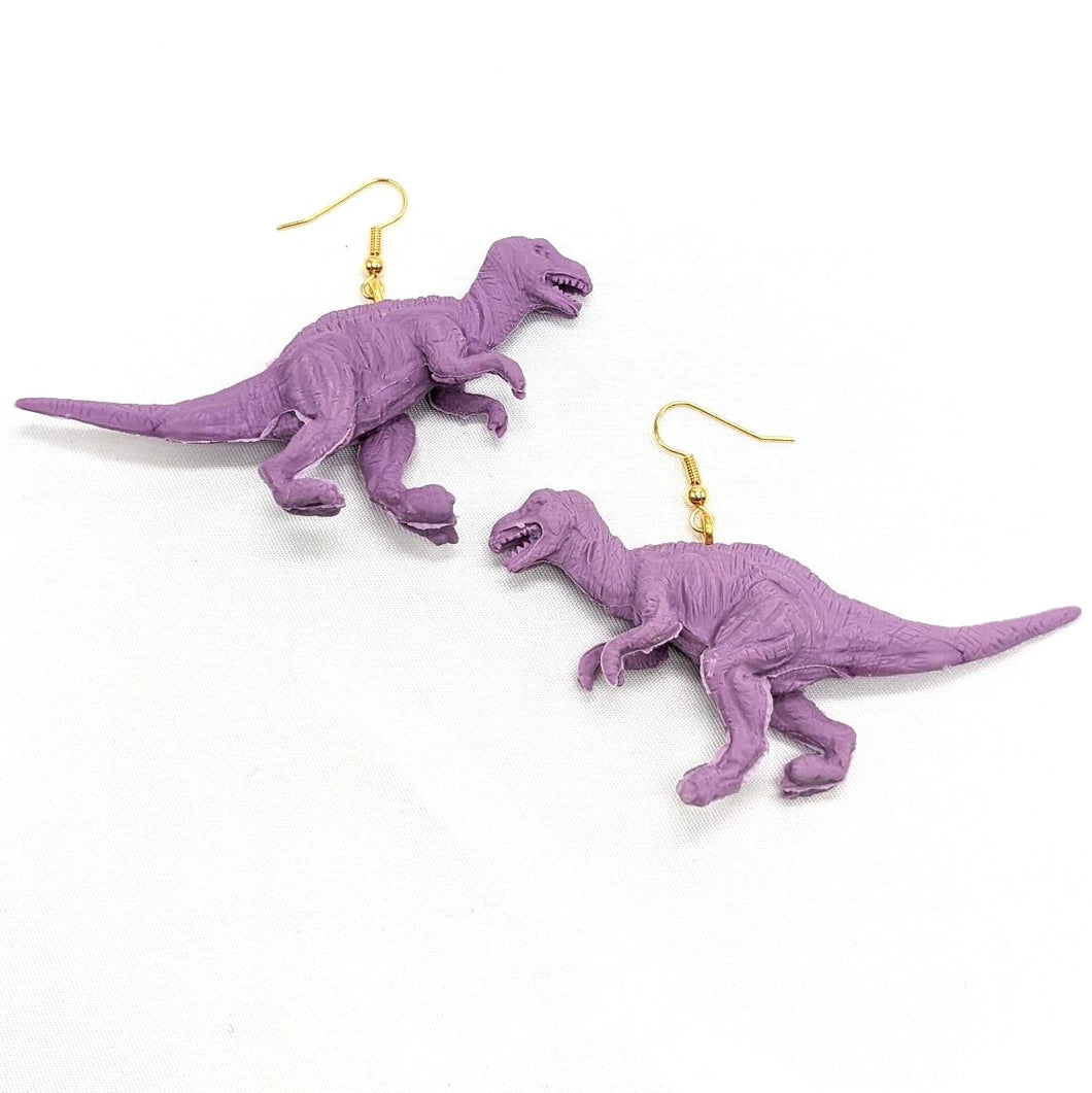 Purple T-Rex Dino Earrings