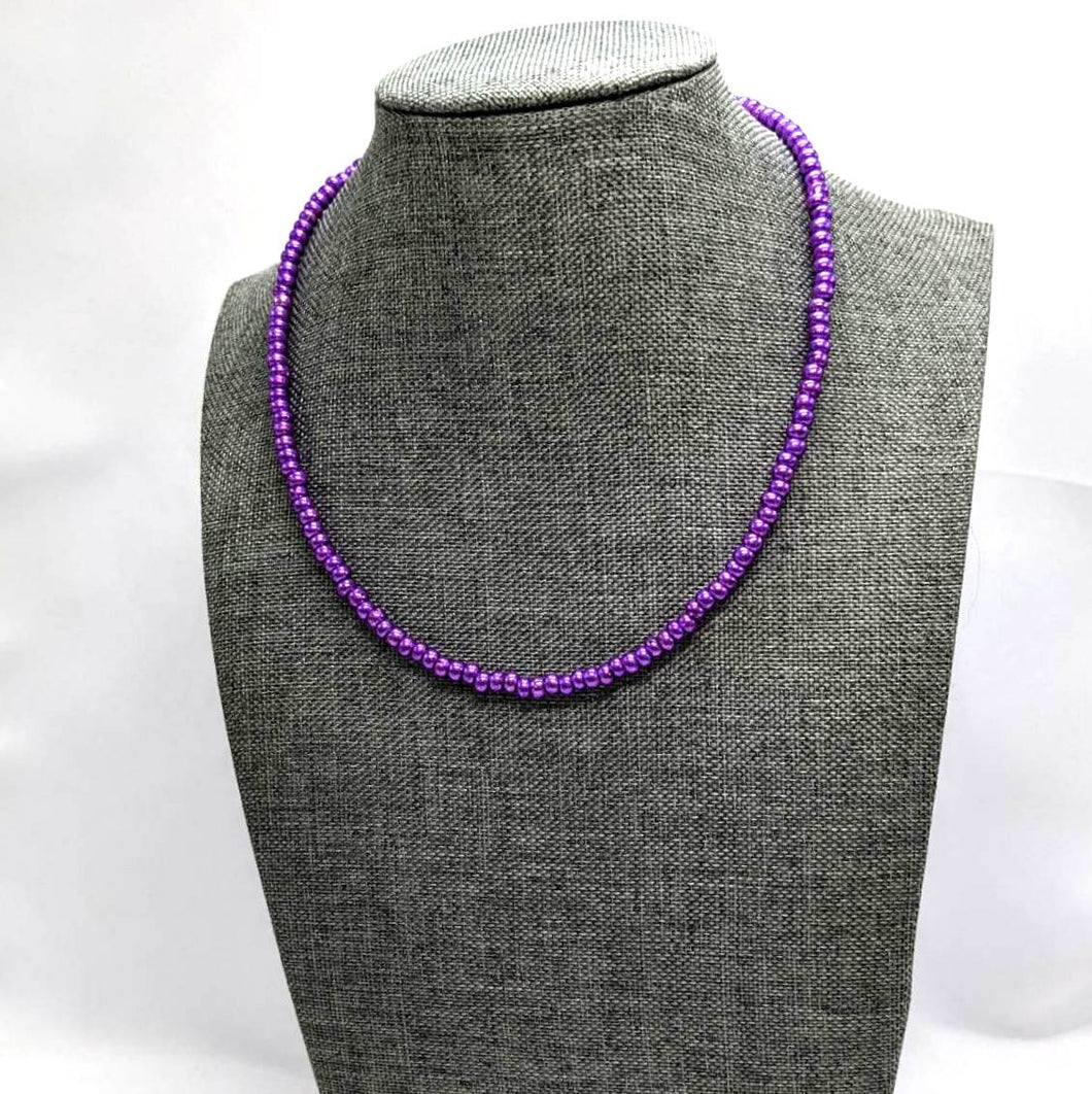 Metallic Purple Seed Bead Necklace