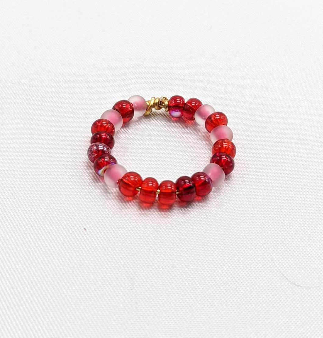 Red Mix Seed Bead Ring