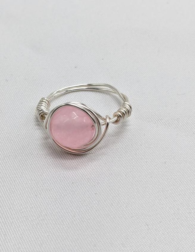 Faceted Pink Bead on Silver Ring
