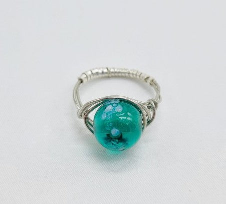 Teal on Silver Ring