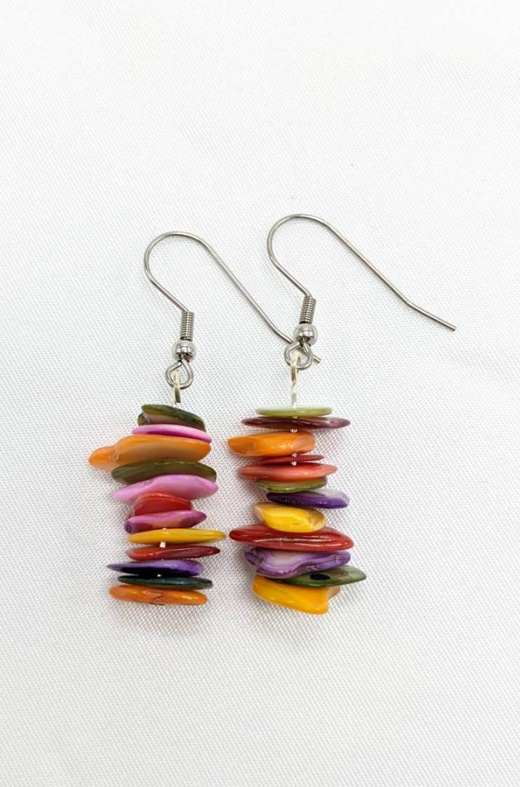 Stacked Mother of Pearl Earrings