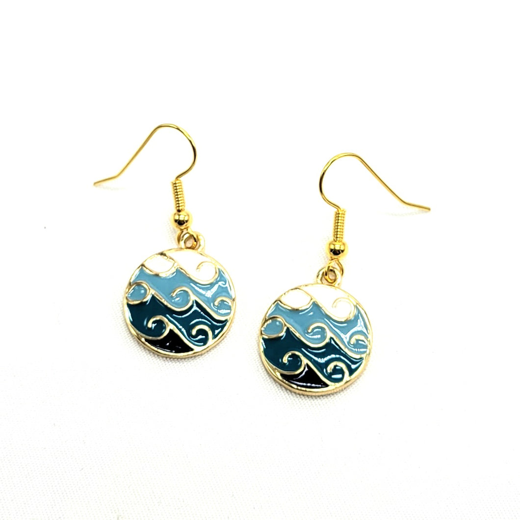 Enameled Waves Earrings