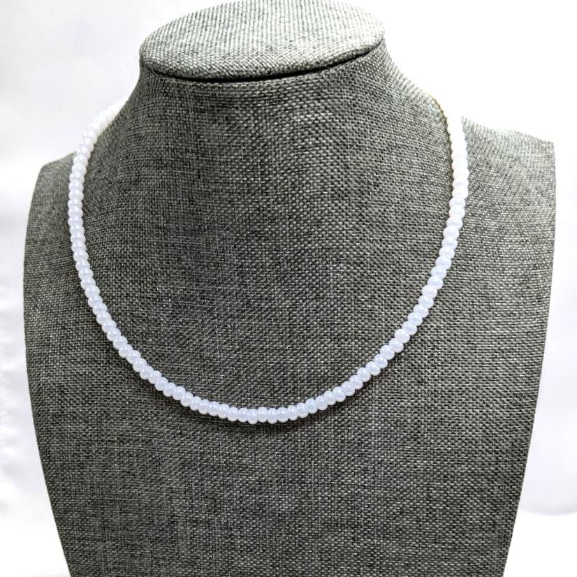 Iridescent White Seed Bead Necklace